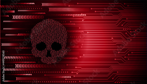 cyber hacker attack background, skull vector
