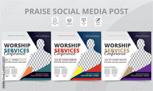 Best Praise Worship Revival Anniversary Conference Social Media Post and Event Online Flyer Layouts Template Design Pack.