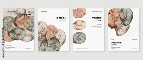 Creative cover design vector set. Watercolor book cover design, Abstract art design with colorful watercolor background. Can be use for poster, wall arts, magazine,  brochure , banner and website.