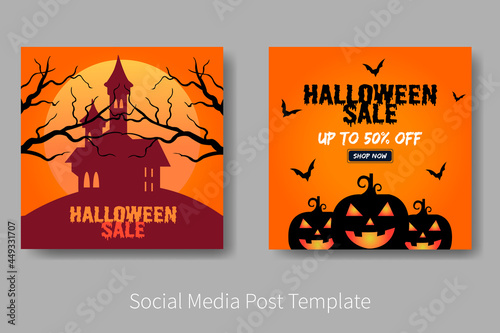 Halloween Sale Social Media Post Template Bundle