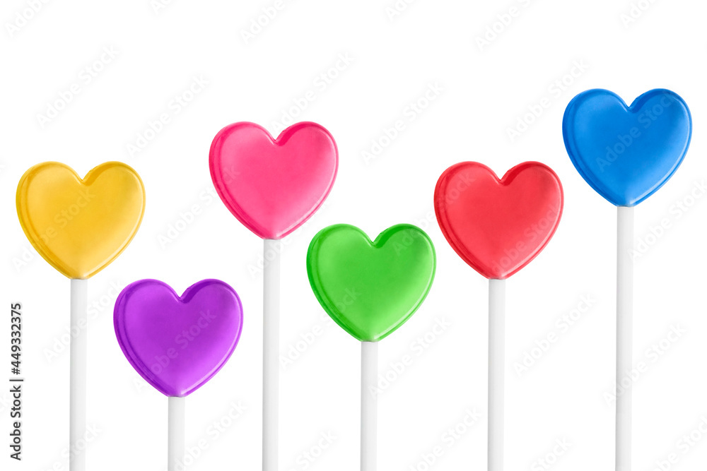 Heart lollipops isolated