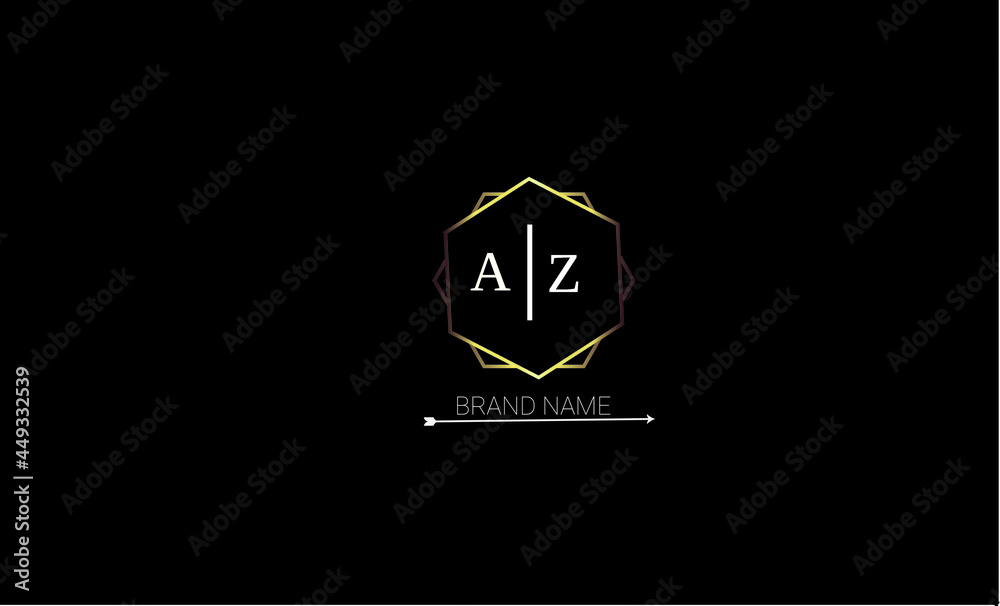 AZ is a royal style logo with a royal golden color and black background with high quality