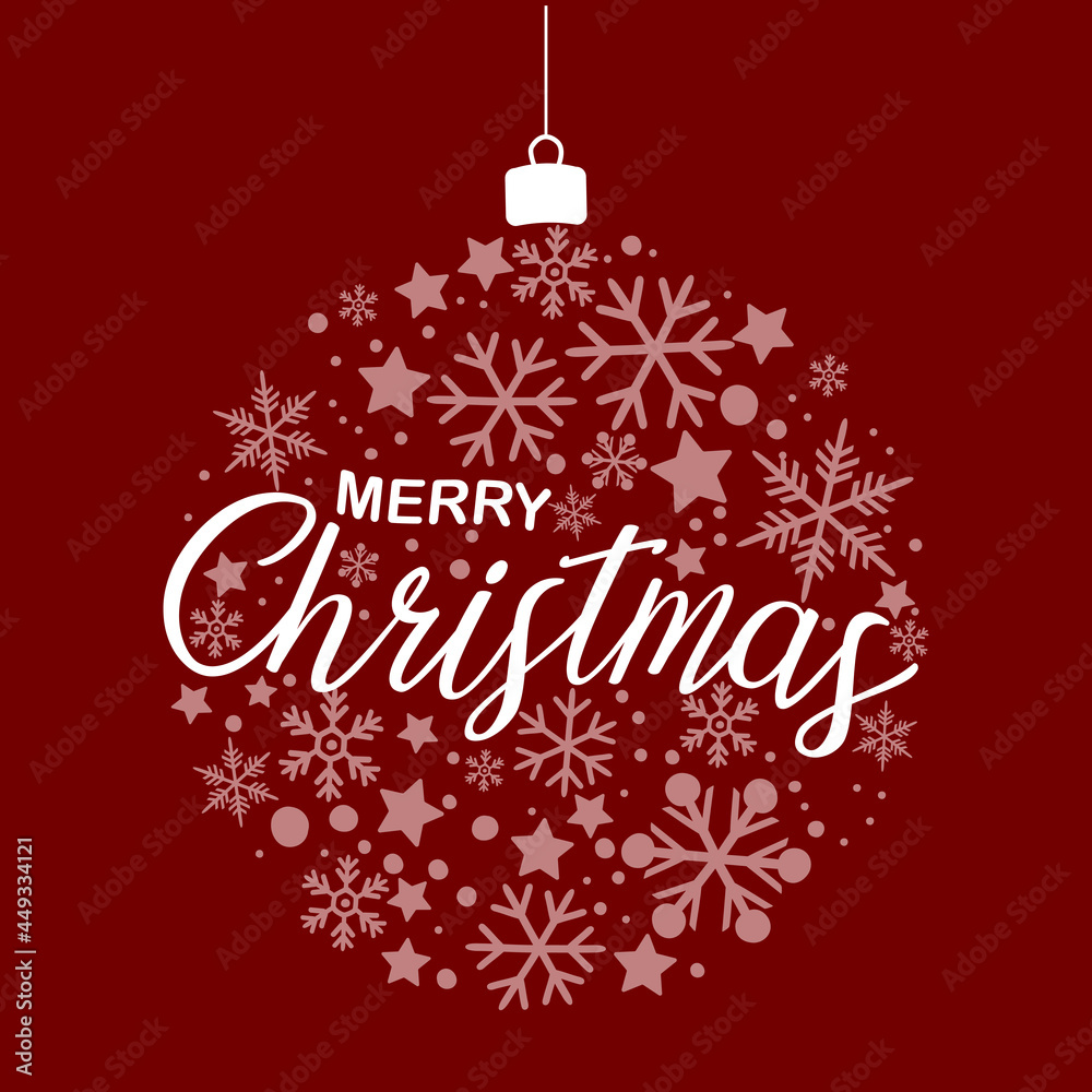 Naklejka premium Merry Christmas ball, snowflakes. Vector art illustration.