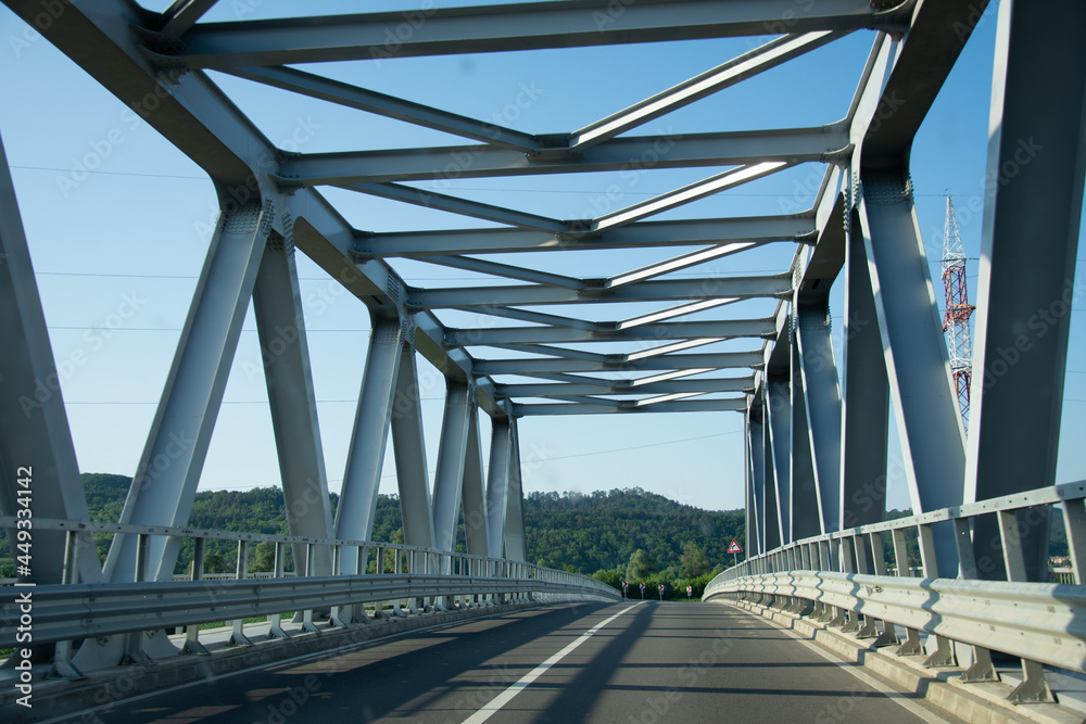 Fototapeta premium Metal bridge near Dumbrăveni Romania, 2021, July