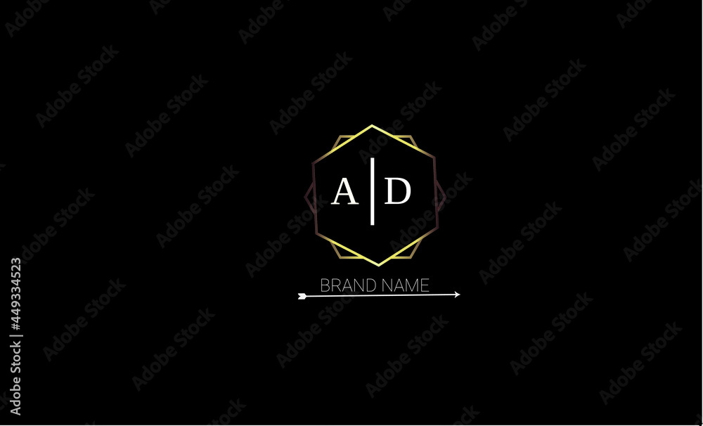 AD is a unique royal style logo with a beautiful golden color and with black background. AD is a unique royal style logo with a beautiful golden color and with black background.