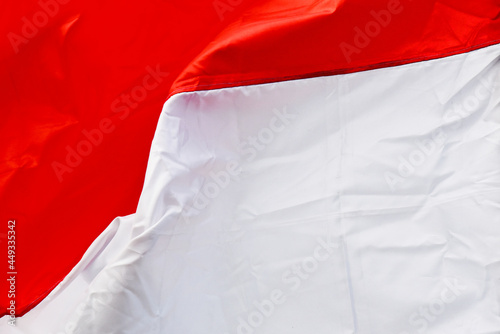 Indonesian Flag,Red and White color,( Bendera Merah Putih),Indonesian independence day, against sky.