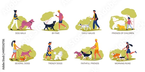 Dog Breeds Flat Compositions