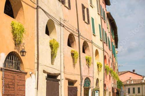 Brisighella  Ravenna  Emilia-Romagna  Italy. Central street Via del Borgo or Via degli Asini  Donkey Road   a flyover mostly covered with various types of arches.