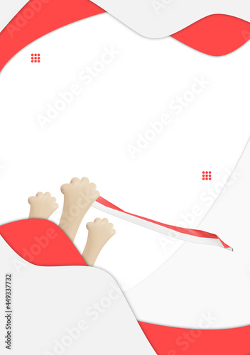 Post-independence Indonesia social media 3D design, with white angry fists photo