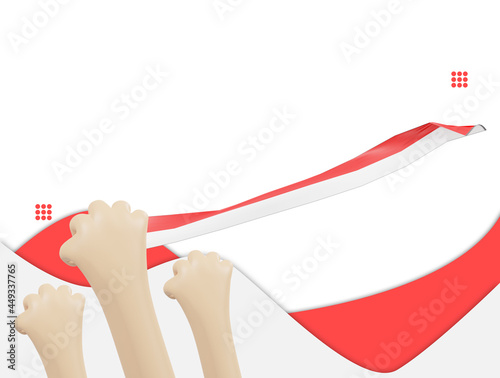 Post-independence Indonesia social media 3D design, with white angry fists photo