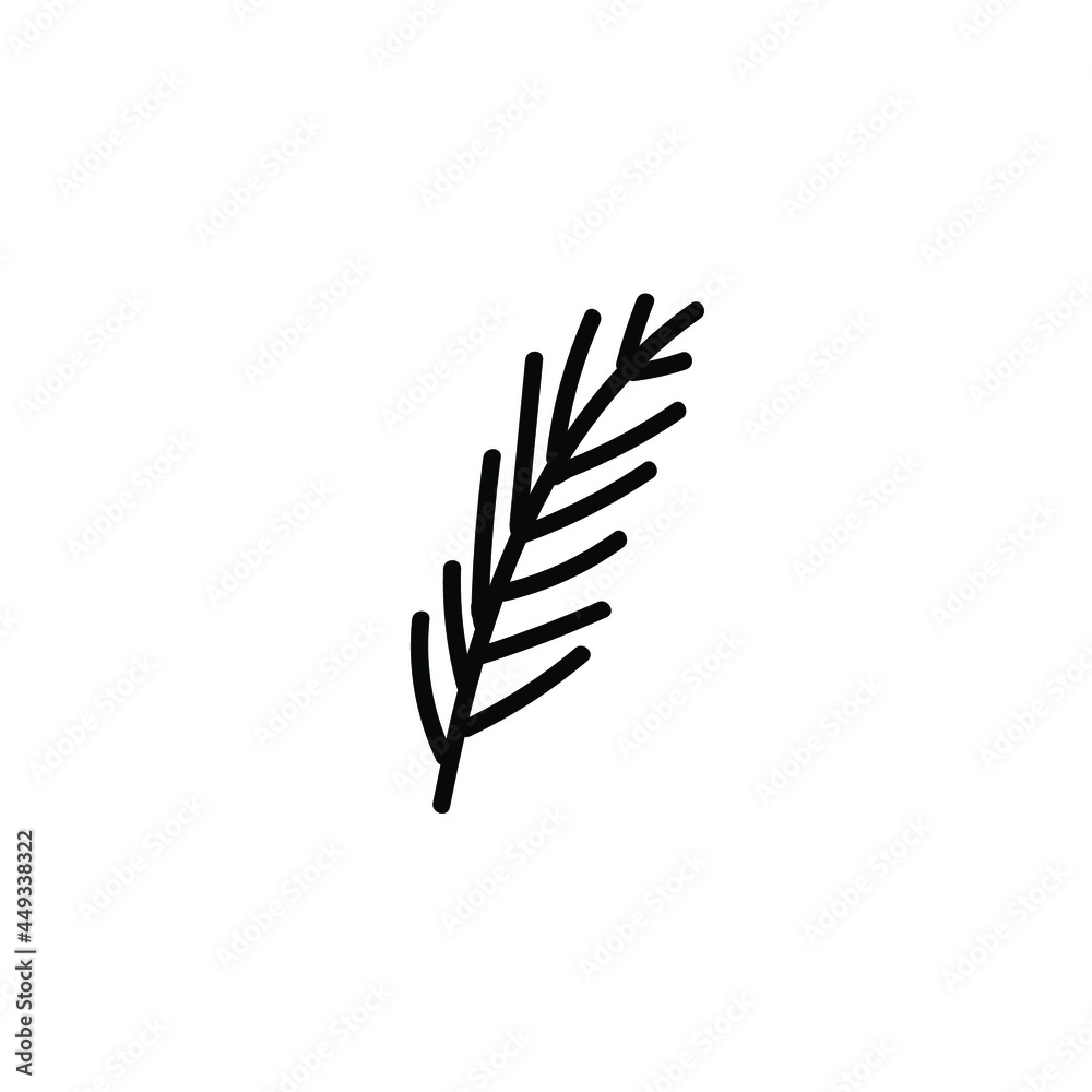 One vector Christmas doodle with a plant branch.Holiday simple illustration with black line on isolated white background.Designs for cards, packages,social media,web,stickers, logos One vector Christmas doodle with a plant branch.Holiday simple illustration with black line on isolated white background.Designs for cards, packages,social media,web,stickers, logos