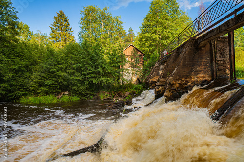 Leftovers of an old Finnish hydroelectric power plant on the Volchya River photo