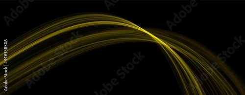 Golden abstract wave. Magic line design. Flow curve motion element. Neon gradient wavy illiustration.