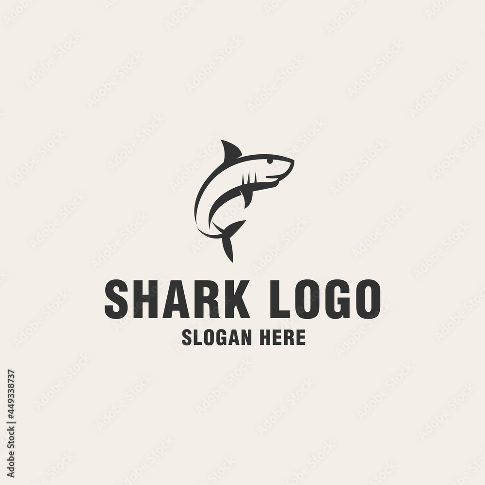 Shark logo template on monogram style Shark logo template on monogram style