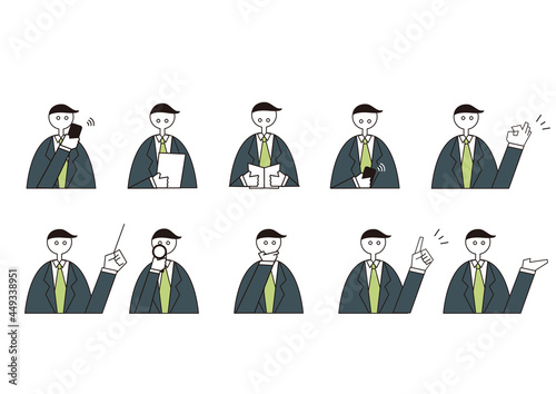 ピクトグラム風のビジネスマンの動作色々セット