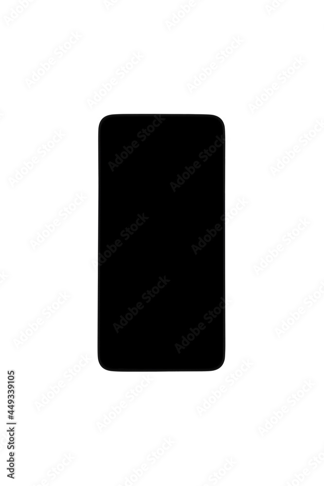 a mock-up of a smartphone with a black screen isolated on a white background a mock-up of a smartphone with a black screen isolated on a white background