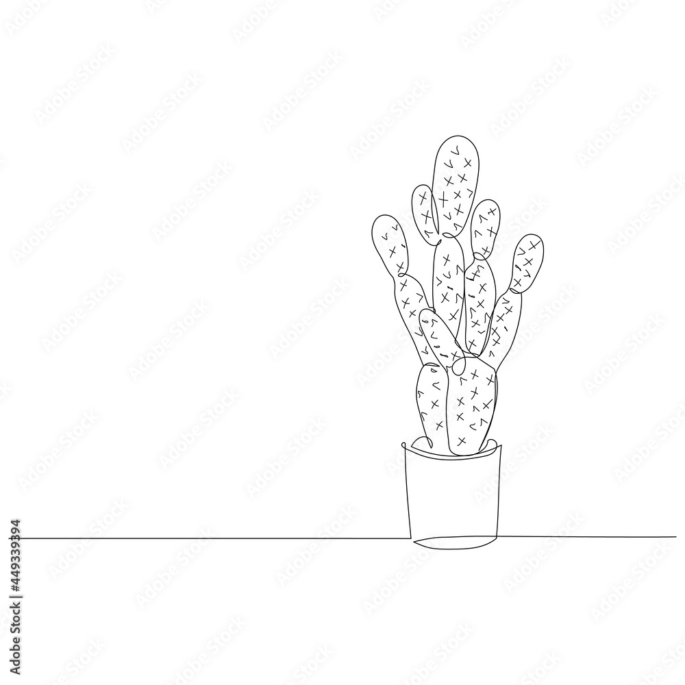 Cactus plant in continuous line drawing. Minimalistic art. Vector illustration. Cactus plant in continuous line drawing. Minimalistic art. Vector illustration.