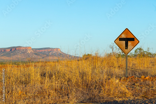 T junction sign on Gibb River Road in the Kimberley