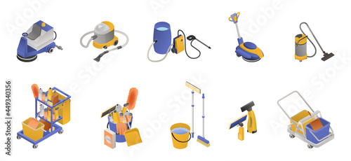 Isometric Professional Cleaning Service Icon Set