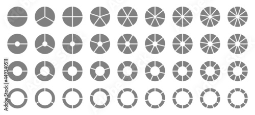 Set Runde Tortendiagramme Dunkelgrau