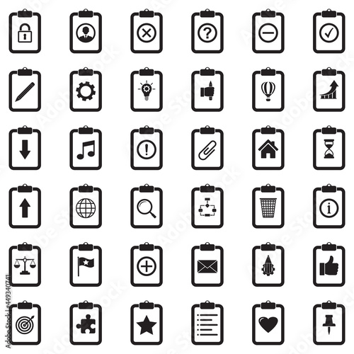 Tasks And Notes Icons. Black Flat Design. Vector Illustration.