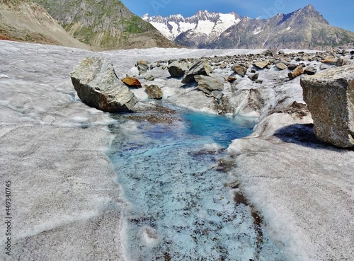 Aletschgletscher, Schmelzwasser, Alpen, Schweiz