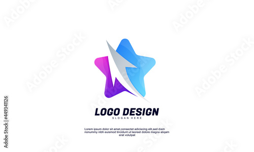 stock vector abstract creative idea logo star and arrow for brand company and business gradient color design template