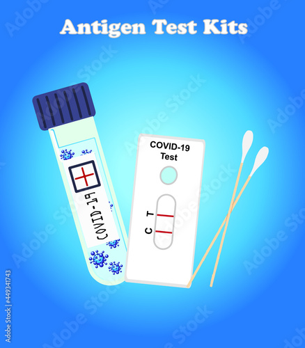 Antigen test kits (ATK) for COVID-19 illustration isolated on background.  