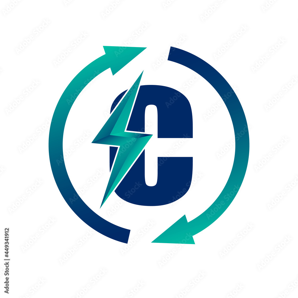 Renewable Green Energy Thunderbolt Letter C Logo Icon Concept. Production of Green Energy Powered by Renewable Electricity.
Renewable Green Energy Thunderbolt Letter C Logo Icon Concept. Production of Green Energy Powered by Renewable Electricity.
