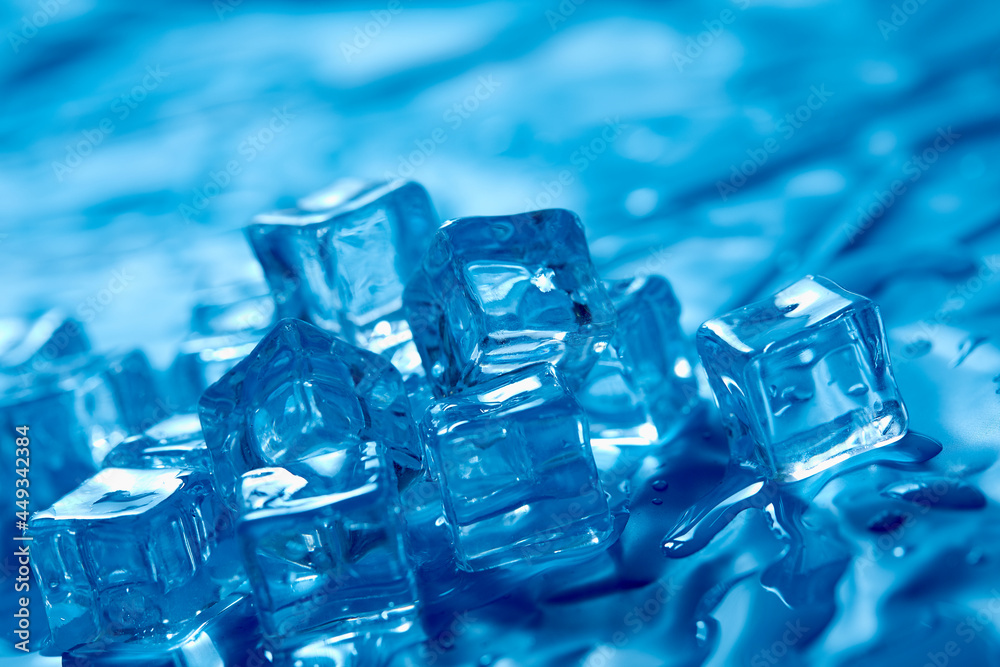 ice cubes on the blue background ice cubes on the blue background