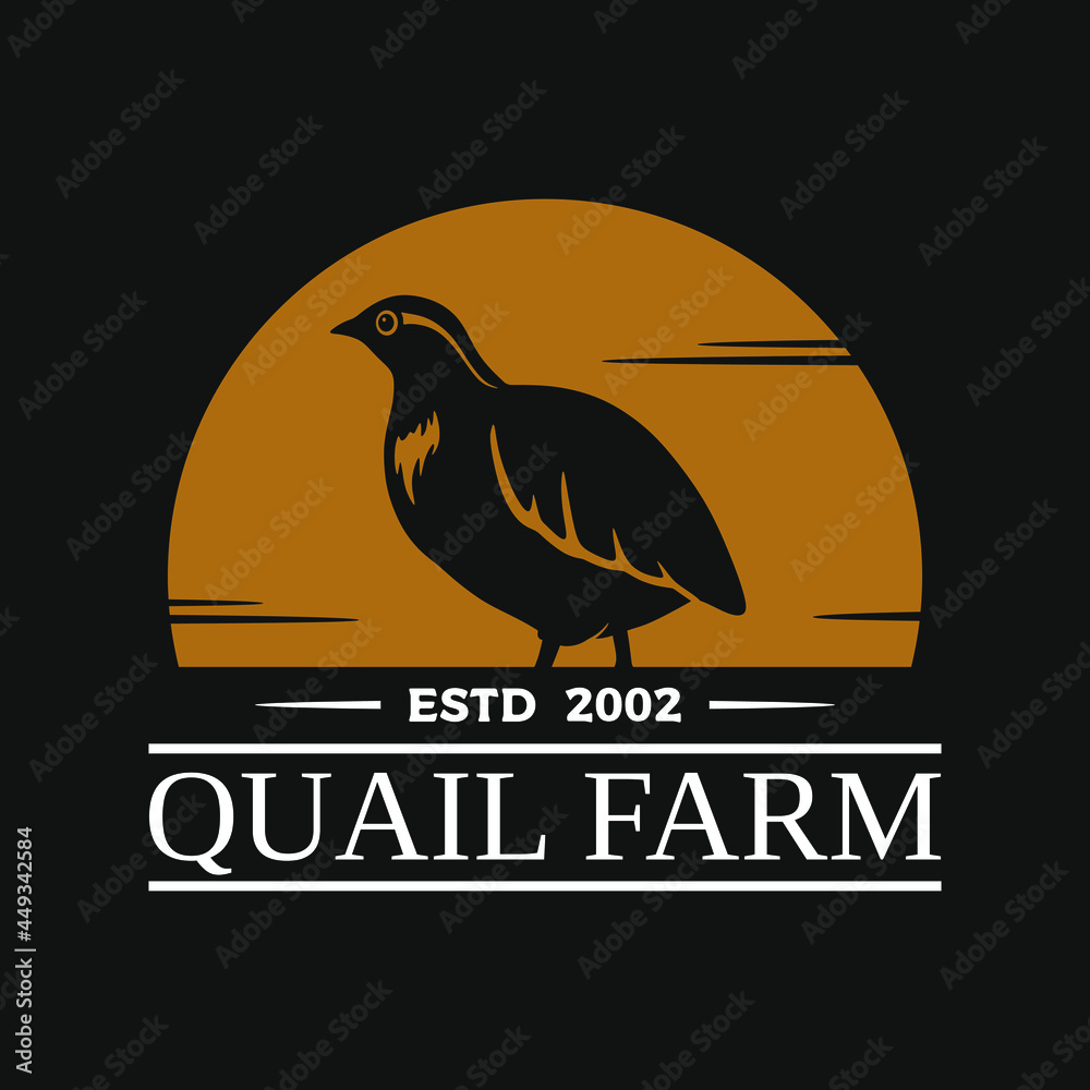 Photo & Art Print vector logotype of quail farm with silhouette of bird