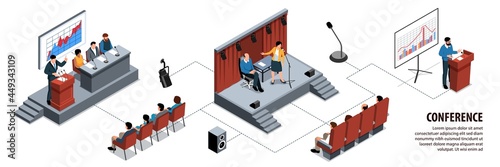 Isometric Conference Hall Infographics © Macrovector