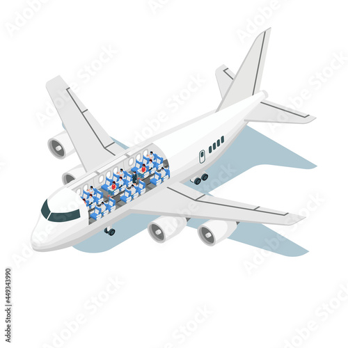 Airplane Scheme Isometric Composition