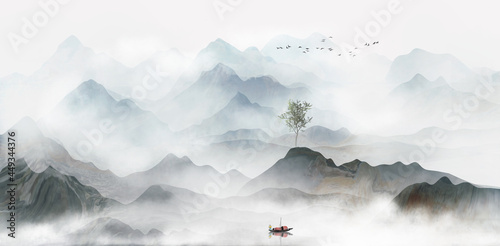 Photography Atmospheric blue artistic conception landscape painting