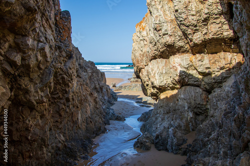 Beach sand and rock formations on Keurboomsriver Beach on the Garden Route in South Africa © Richard