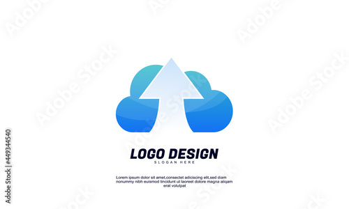 stock vector abstract creative cloud and arrow for business or corporate gradient color design template © iqballwew
