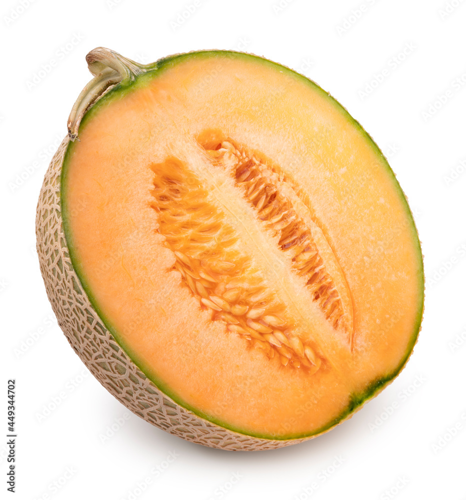 Yellow melon or cantaloupe melon with seeds isolated on white background, US Muskmelon on white background With clipping path. Yellow melon or cantaloupe melon with seeds isolated on white background, US Muskmelon on white background With clipping path.