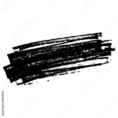 Grunge background, brushstroke.Abstract distress ink texture.Hand-drawn gouache paint strip,smear with roughness and scuffs.Art element for design.Isolated. Vector illustration