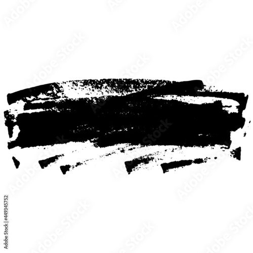 Grunge background, brushstroke.Abstract distress ink texture.Hand-drawn gouache paint strip,smear with roughness and scuffs.Art element for design.Isolated. Vector illustration