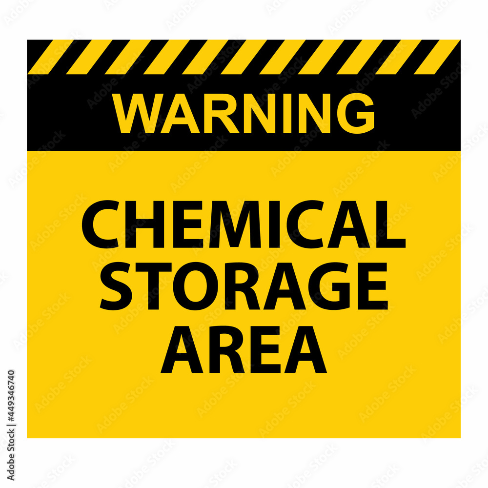 Warning, Chemical storage area, sign vector Warning, Chemical storage area, sign vector
