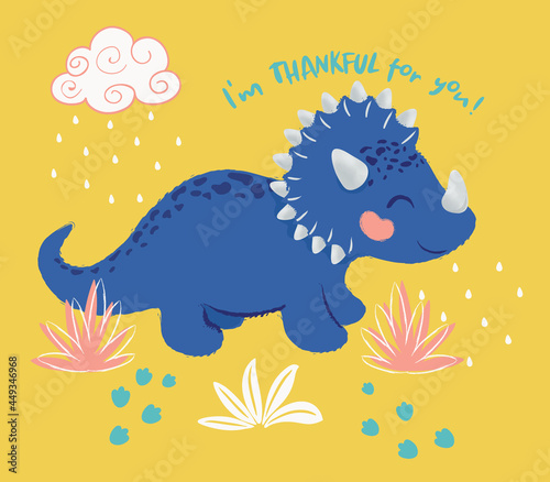 Fototapeta Naklejka Na Ścianę i Meble -  Cute dinosaur illustration as vector for kids prints