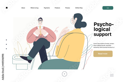 Medical tests template - psychological support. Modern flat vector