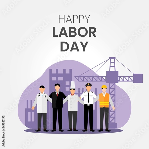 illustration of labor day with various profession