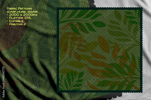template  scraf motif green olor with motif leaf