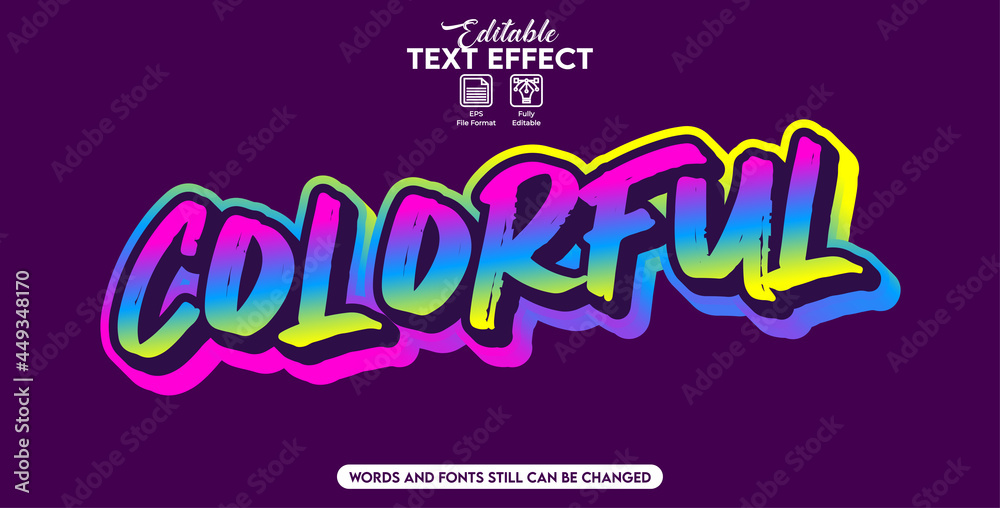 Editable text effect colorful