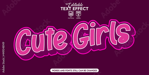 Editable text effect cute girls