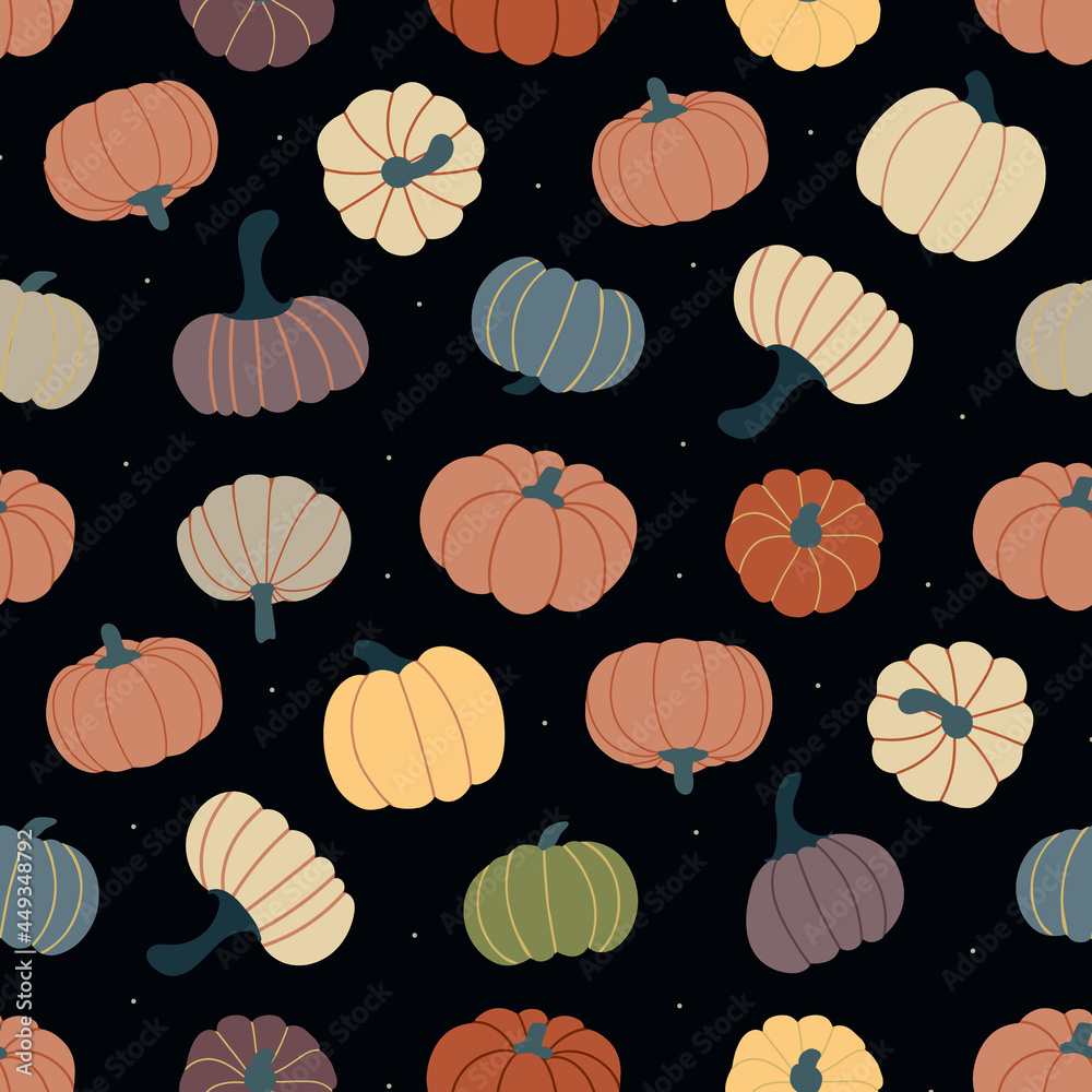 pattern of ripe pumpkins on a dark background pattern of ripe pumpkins on a dark background