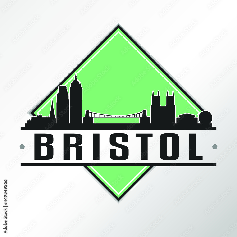 Bristol, UK Skyline Logo. Adventure Landscape Design Vector Illustration.