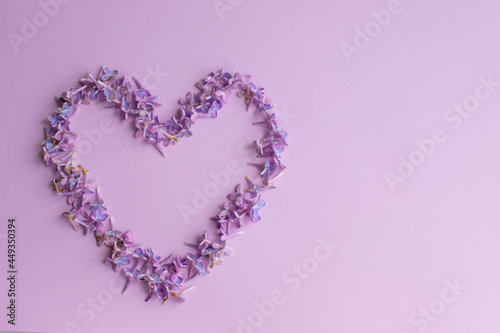 Heart of purple lilac flowers