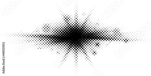 Burst Halftone light effect. glowing light burst. abstract grunge halftone dots background.